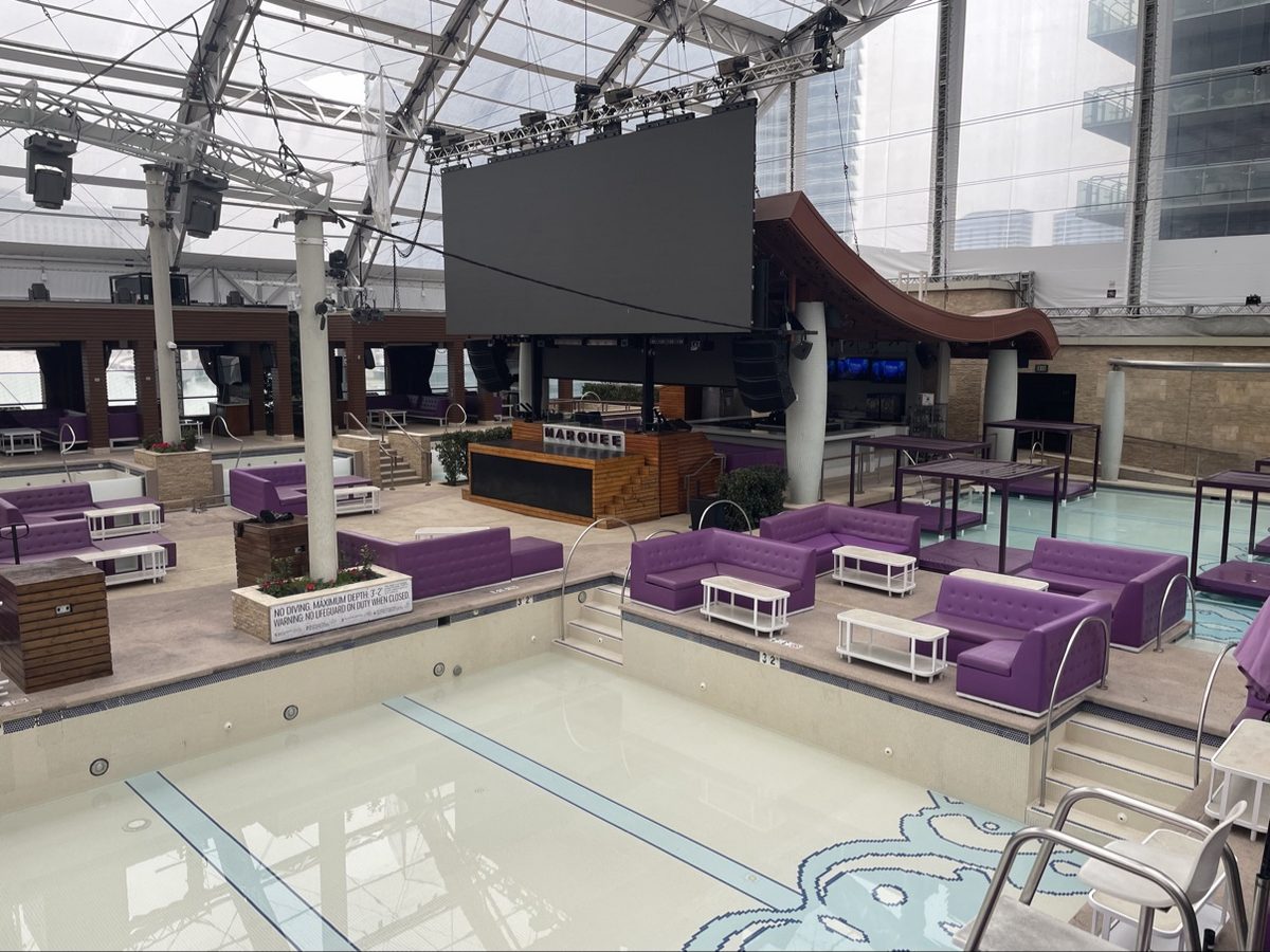 Commercial AV installation in the Marquee venue hall